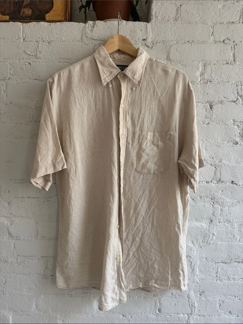 Vintage Lands’ End 100% Linen Button Down in Oat, size M